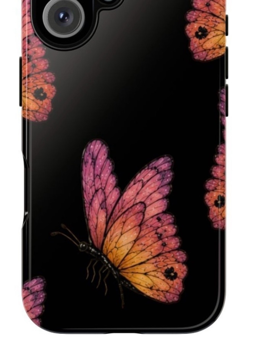 Original Hand Drawn Butterfly Phone Case Acrylic Cover Matte or Glossy Finish